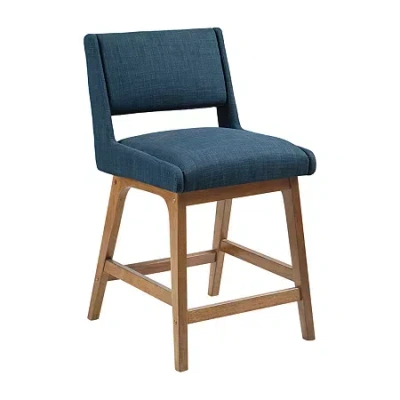 Ink+ivy Boomerang Counter Height Upholstered Bar Stool In Blue