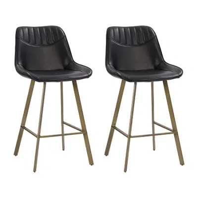 Corliving Christoff Stool 2-pc. Counter Height Upholstered Bar Stool In Black