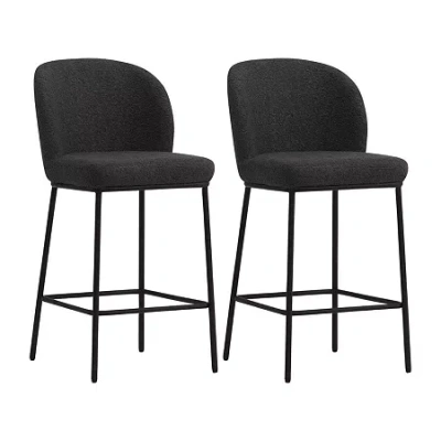 Corliving Boucle 2-pc. Counter Height Upholstered Bar Stool In Gray