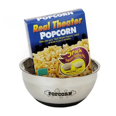 Wabash Valley Farms Steel Bowl & Popcorn In Silver
