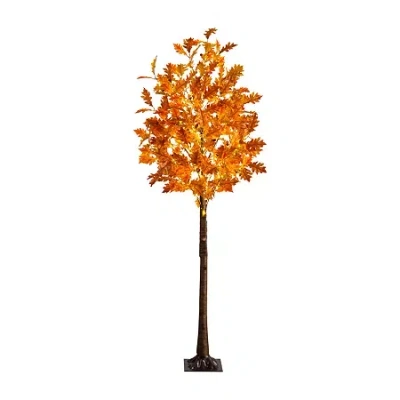 Nearly Natural 6ft Pre-lit Burnt Orange Autumn Lighted Indoor ...