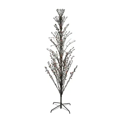 Northlight Pre-lit Cascade Outdoor Twig - 4ft - Black - Orange Lights Lighted Indoor Artificial Tree In Black