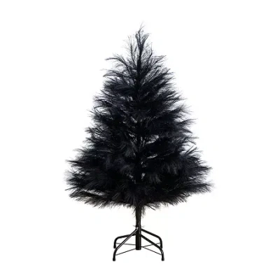 Nearly Natural Halloween Pampas Indoor Artificial Tree In Black
