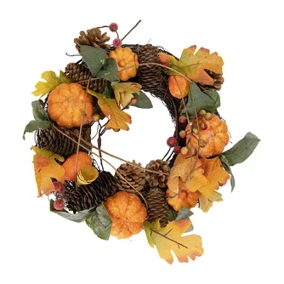 Northlight Pumpkin And Pinecone Fall Harvest Wreath In Multi