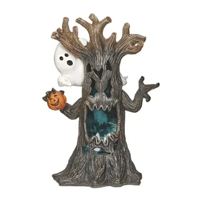 Roman 14"h Lighted Swirl Spooky Tree Halloween Tabletop Decor In White