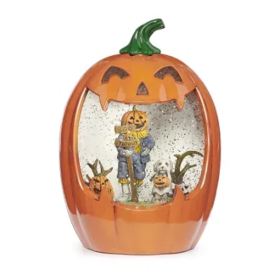 Roman 9"h Lighted Swirl Jack O Lantern Halloween Tabletop Decor In White