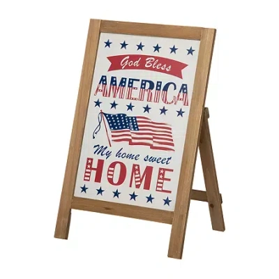 Glitzhome 24"l Wooden Patriotic Floor Dã©cor 4th Of July Yard Art In Red