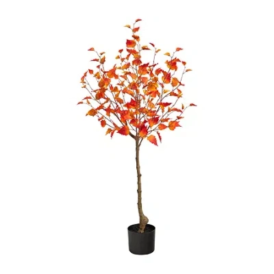 Nearly Natural Fall Birch Artificial Autumn Tree 4ft. In Multi