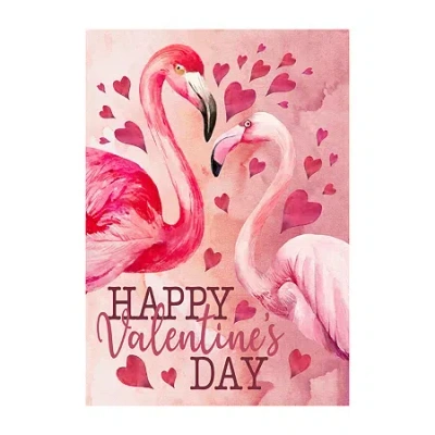 Northlight 12.5in X 18in Happy Flamingo Outdoor Garden Flag Valentines Day Yard Art In Pink
