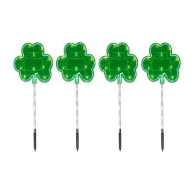 Northlight 4ct Green St Patrick's Day Shamrock Marker Lawn Clear 4-pc. Pathway Light In Green