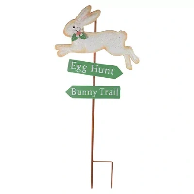 Northlight 25.5in Easter Egg Hunt And Bunny Trail Metal Spring Easter Yard Art In Multi