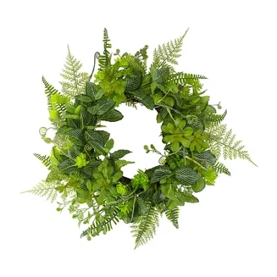 Northlight 24in Maidenhair Fern And Assorted Wreath In Green
