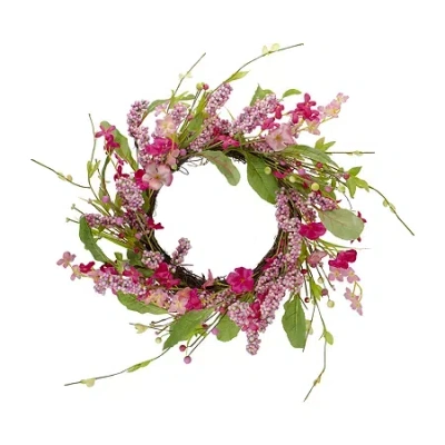 Northlight 18in Geranium And Berry Spring Floral Wreath In Multi