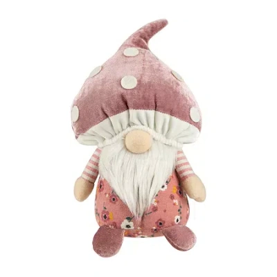 Northlight 10.5in Pink Floral Mushroom Gnome In Pink