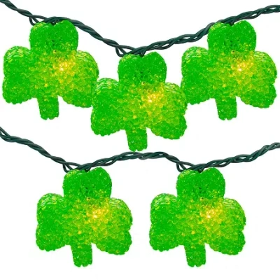 Northlight 10 7.2ft Green Irish Shamrock St Patrick's Day Green Wire String Lights In Green
