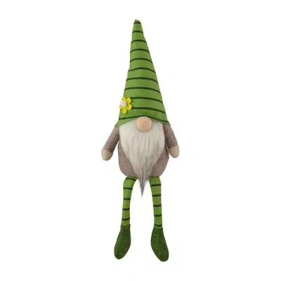 Northlight 16in Green Striped With Crossed Legs Gnome In Green
