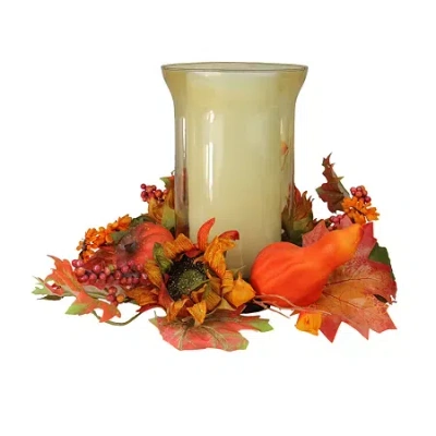 Northlight Sunflower With Pumpkin Pillar Candle Holder In Orange