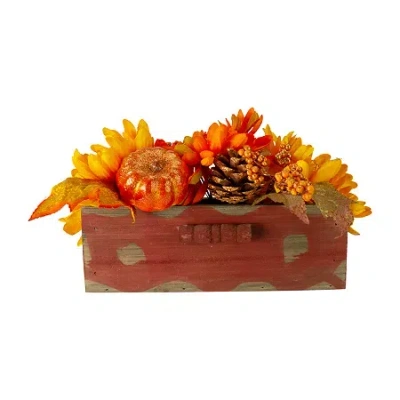 Northlight Leaf And Berry In Wooden Box Thanksgiving Tabletop Decor In Brown