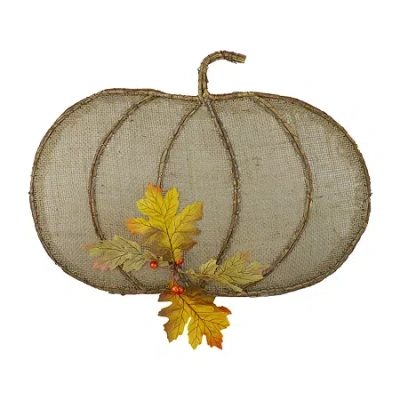 Northlight 19in Burlap And Vine Pumpkin Wall Decal In Brown