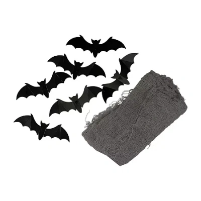 Northlight 9.75ft Gray Gauze And Bats Decoration Kit Wall Decal In Gray