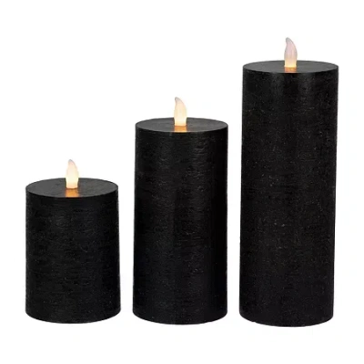 Northlight 8in Black Flickering Led 3-pc. Flameless Candle In Black