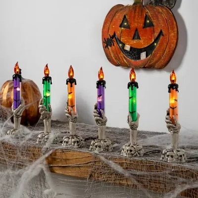 Northlight 8.5in Led Skeleton Candle 6-pc. Lighted Halloween Tabletop Decor In Brown