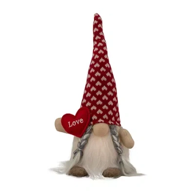 Northlight 13in Led Lighted Girl With Love Heart Valentines Day Gnome In Red