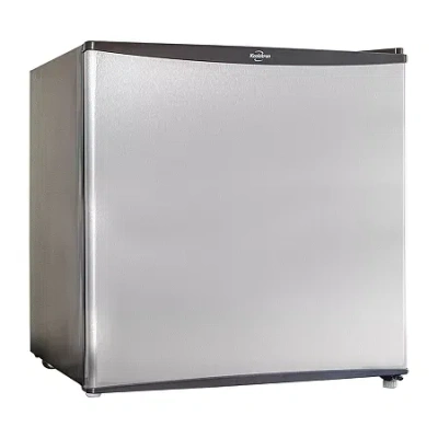 Koolatron Stainless Steel Compact Fridge With Freezer- 1.6 Cu Ft (44l)- Silver And Black Reversible Door In Black