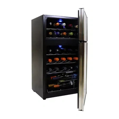 Koolatron 29 Bottle Dual Zone Wine Cooler Freestanding Wine Fridge In Black
