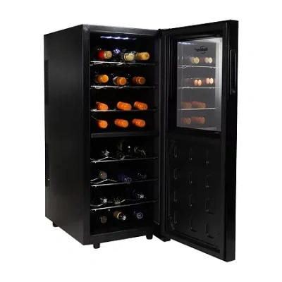 Koolatron 24 Bottle Dual Zone Wine Cooler Freestanding Wine Fridge In Black