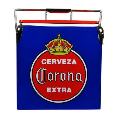 Koolatron Corona Retro Ice Chest Cooler With Bottle Opener 13l (14 Qt)- Blue And Red In Blue