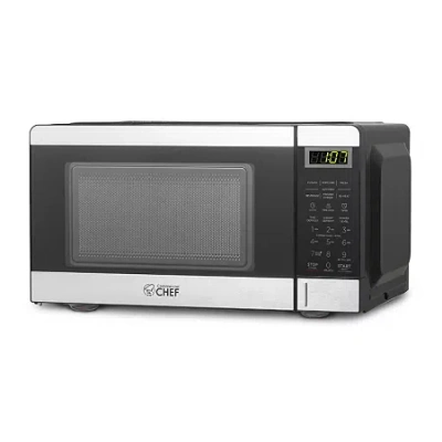 Commercial Chef 0.7-cu. Ft. Countertop Microwave - Black With Stainless Steel Trim In Silver