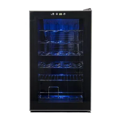 Black+decker Compressor Cooling 24 Bottle Wine Fridge With Blue Light & Led Display Bd61526 In Black