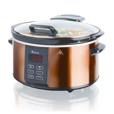 Euro Cuisine Slow Cooker With Preprogrammed Heating Setting In Brown