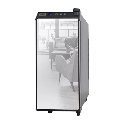 Black+decker 12 Bottle Wine Cellar Thermoelectric With Led Display And Mirror Door In Black