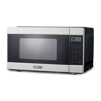 Commercial Chef 0.9-cu. Ft. Countertop Microwave With Push Button Door Release - Stainless Steel Trim In Silver