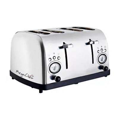 Megachef 4 Slice Wide Slot Toaster With Variable Browning In Silver