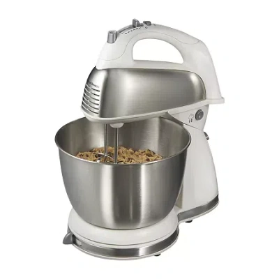 Hamilton Beach Classic Hand Stand Mixer With 4 Qt Stainless Steel Bowl In White