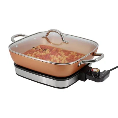 Megachef 11.81in Electric Fry Pan With Copper Coating In Brown