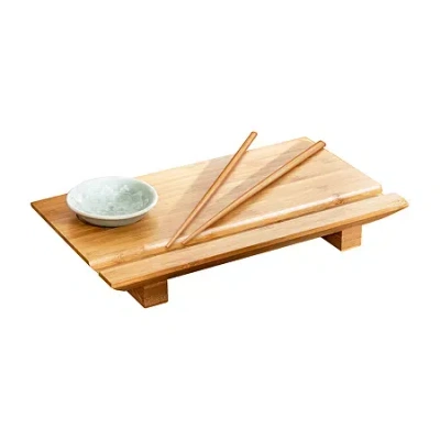 Joyce Chen Burnished Sushi Board Set In Brown