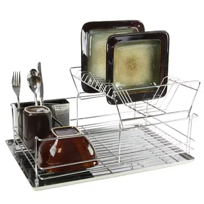 Megachef 15.5 Inch Stainless Iron Shelf Dish Rack In Multi