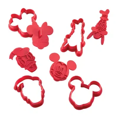 Disney Home Bake With Mickey Mouse Cookie Cutter And Stamp Set 8pc 8-pc. Cookie Cutters In Red