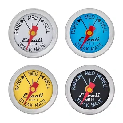 Escali Ahs1-4 Easy Read Steak Thermometer Set In Silver