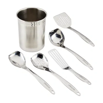 Circulon Stainless Steel 6-pc. Kitchen Tools Set With Crock In Silver