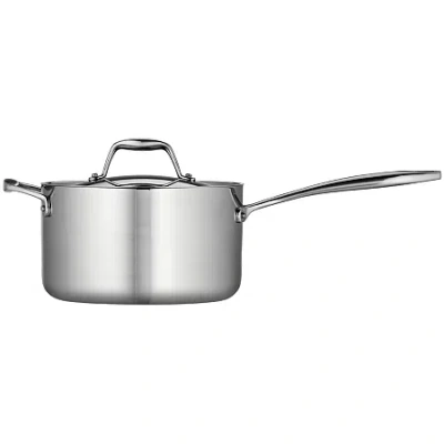 Tramontina Gourmet 4-qt. Tri-ply Clad 18/10 Stainless Steel Induction-ready Saucepan With Helper Handle And Lid In Silver