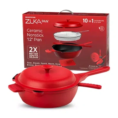 Granitestone Zuka Everyday Multi-functional 12" Pan Cooking System In Red