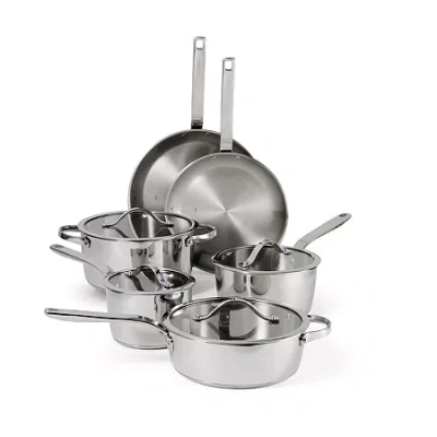 Tramontina Tempo Tri-ply Stainless Steel 10-pc. Cookware Set In Silver