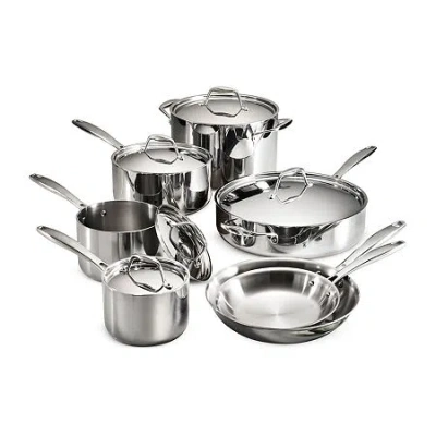 Tramontina Gourmet Tri-ply Clad 18/10 Stainless Steel 12-pc. Induction-ready Cookware Set In Silver