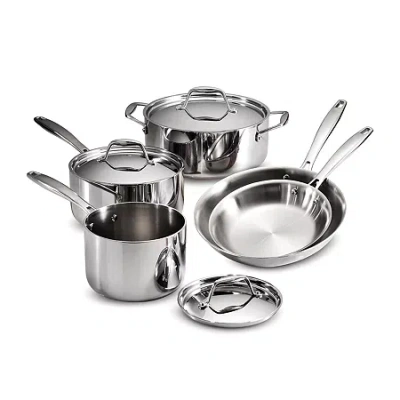 Tramontina Gourmet 8-pc. Tri-ply Clad 18/10 Stainless Steel Induction-ready Cookware Set In Silver