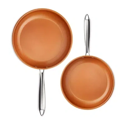 Gotham Steel Stainless Steel 2-pc. Nonstick Frying Pan Set In Orange